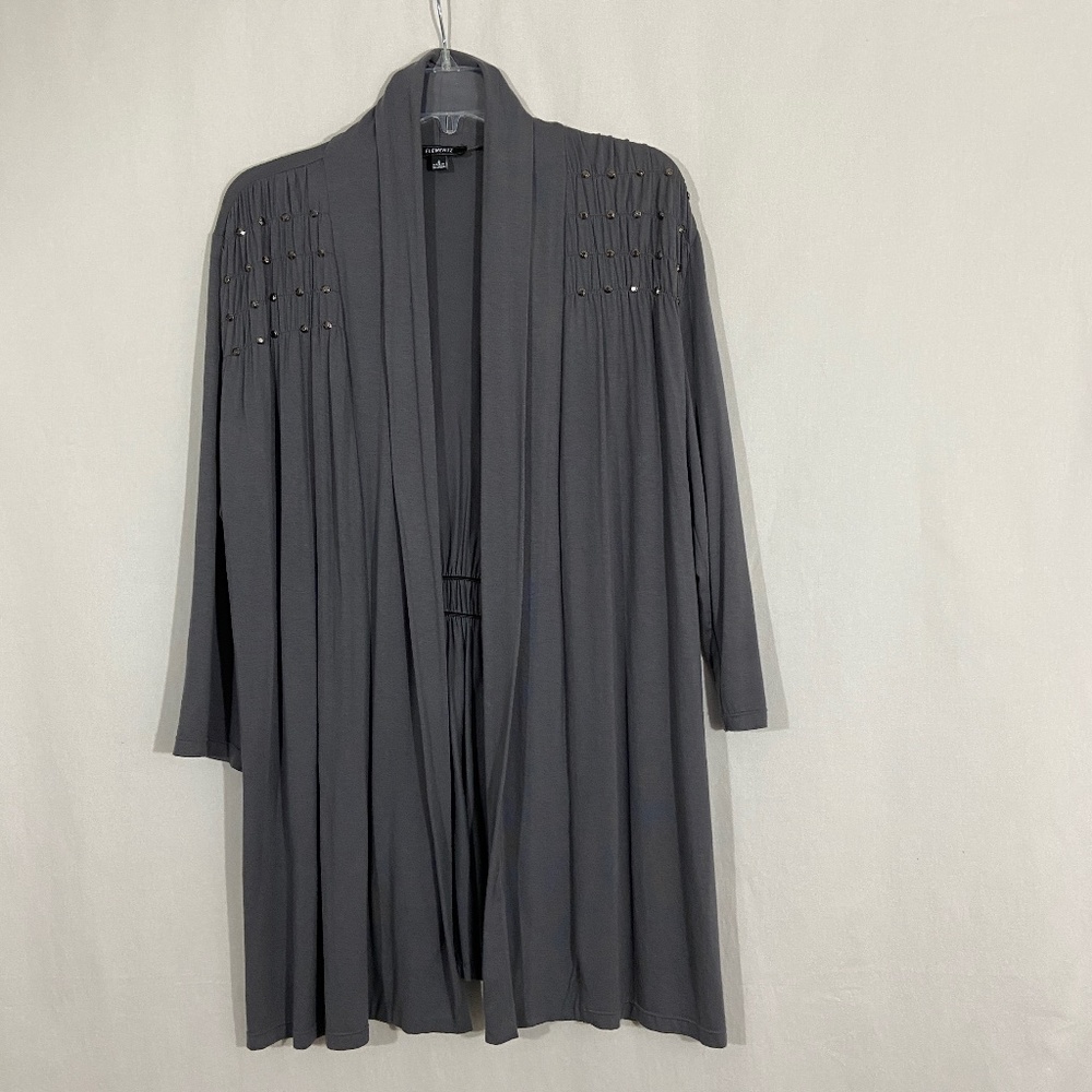 Gray Cardigan with Crystals on the Front